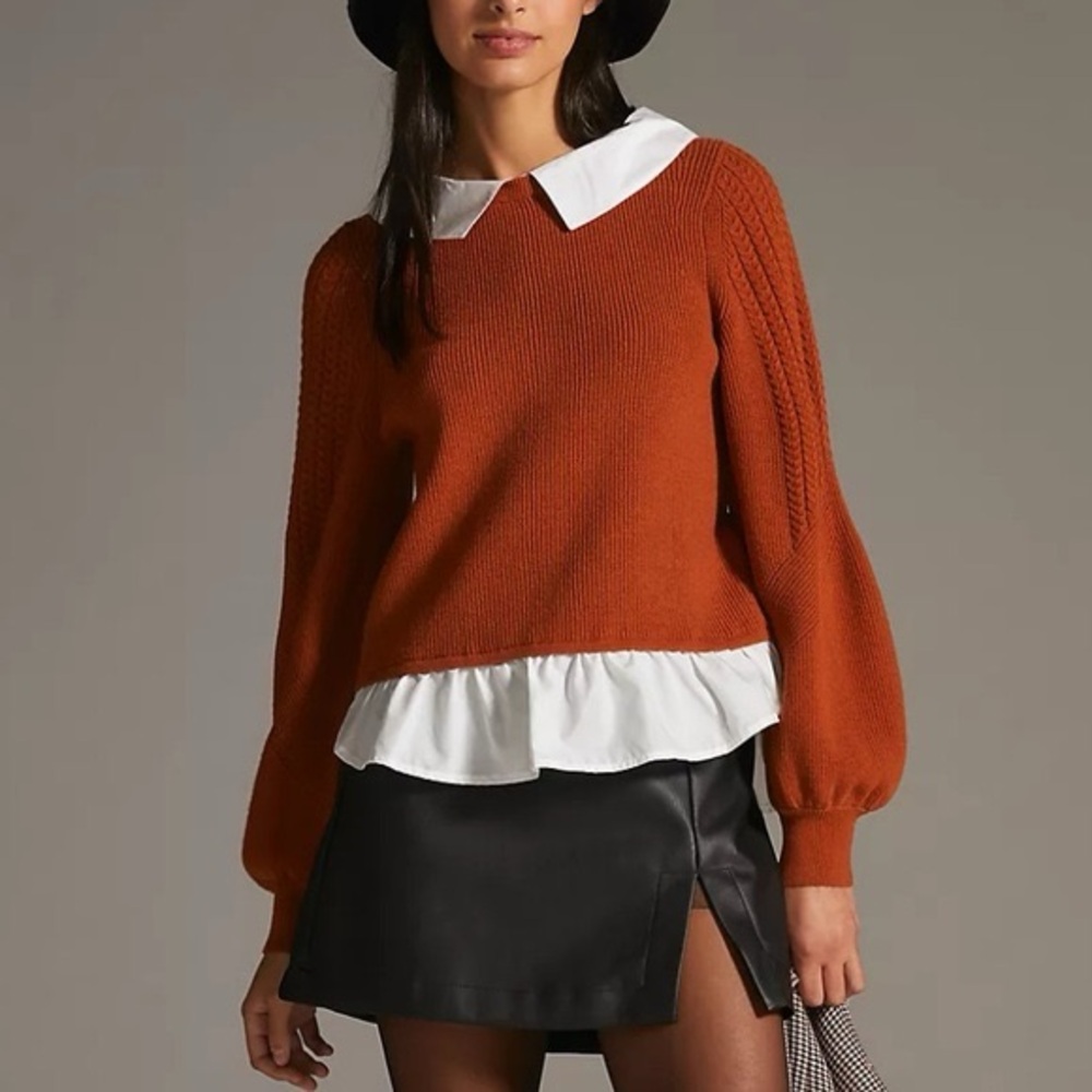 Maeve Orange Sweater with White Collar